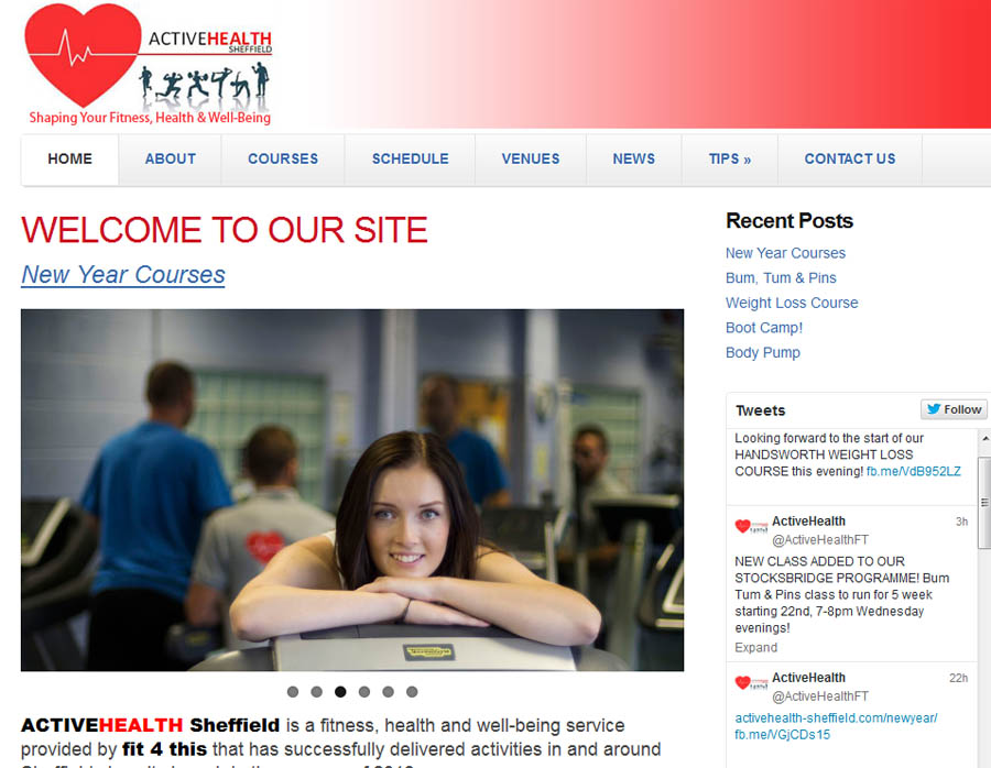 Active Health Sheffield.com website