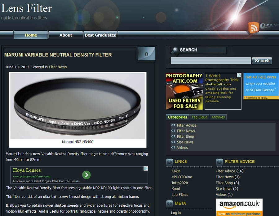 Lens Filter.co.uk website